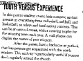 Youth Versus Experience